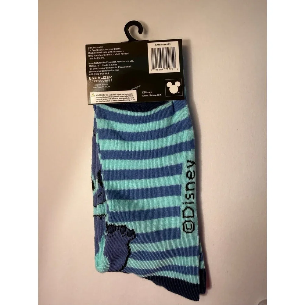 Disney Lilo & Stitch Crew Socks Size 9-13 Striped Novelty Socks New With Tags